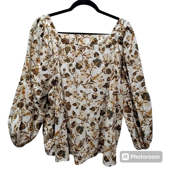 ANA 1X 100% Cotton Floral Spring Summer Baby Doll Blouse - Picture 4 of 7